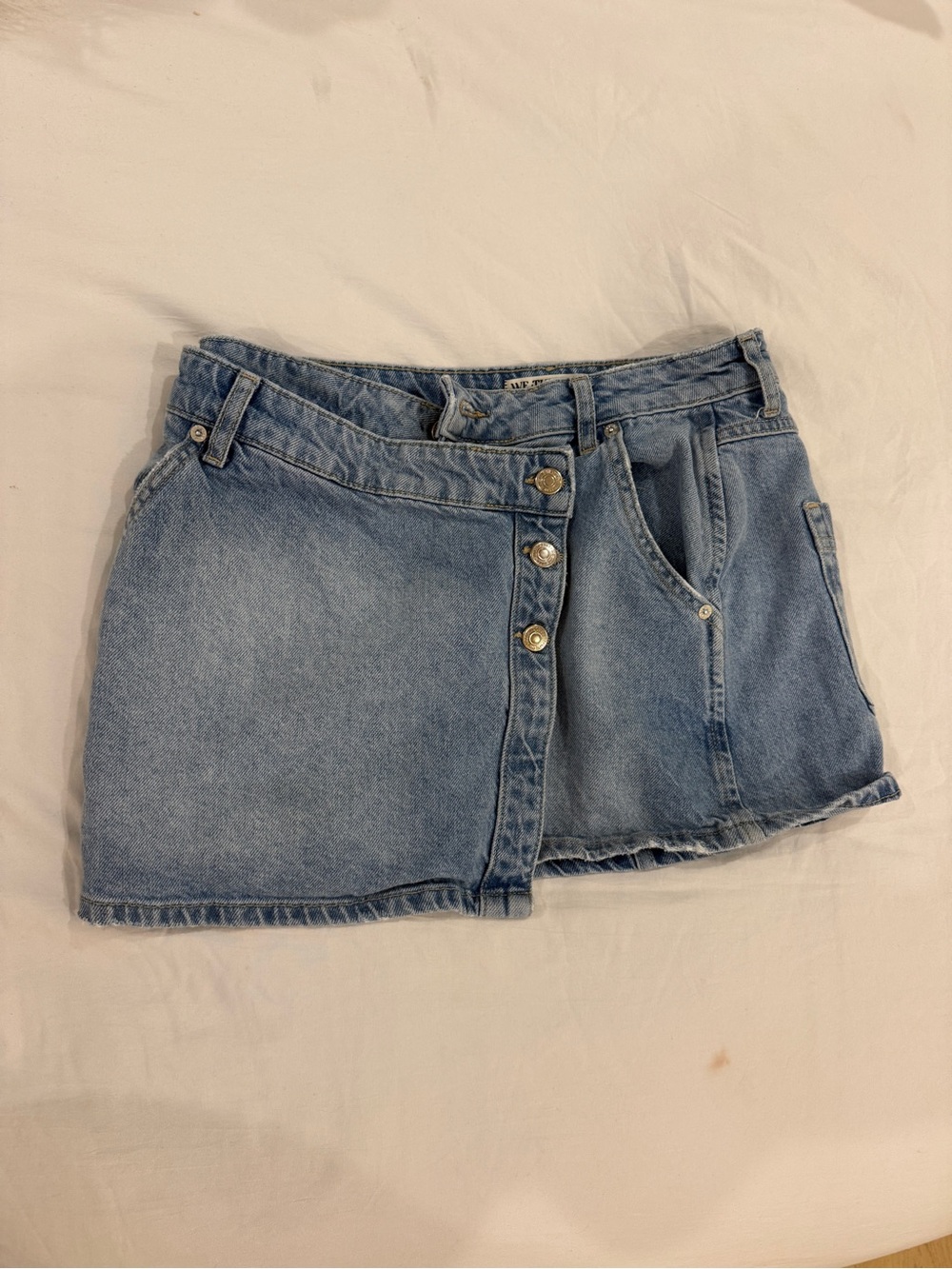 Free People Light Blue Asymmetrical Denim Skort